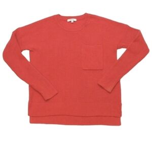 Women's Madewell Orange Thompson Pocket Pullover Sweater Comfy High Neck Size XS